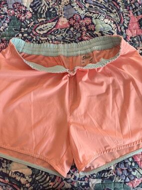Coral Athletic/Fishing Shorts with Mint Trim